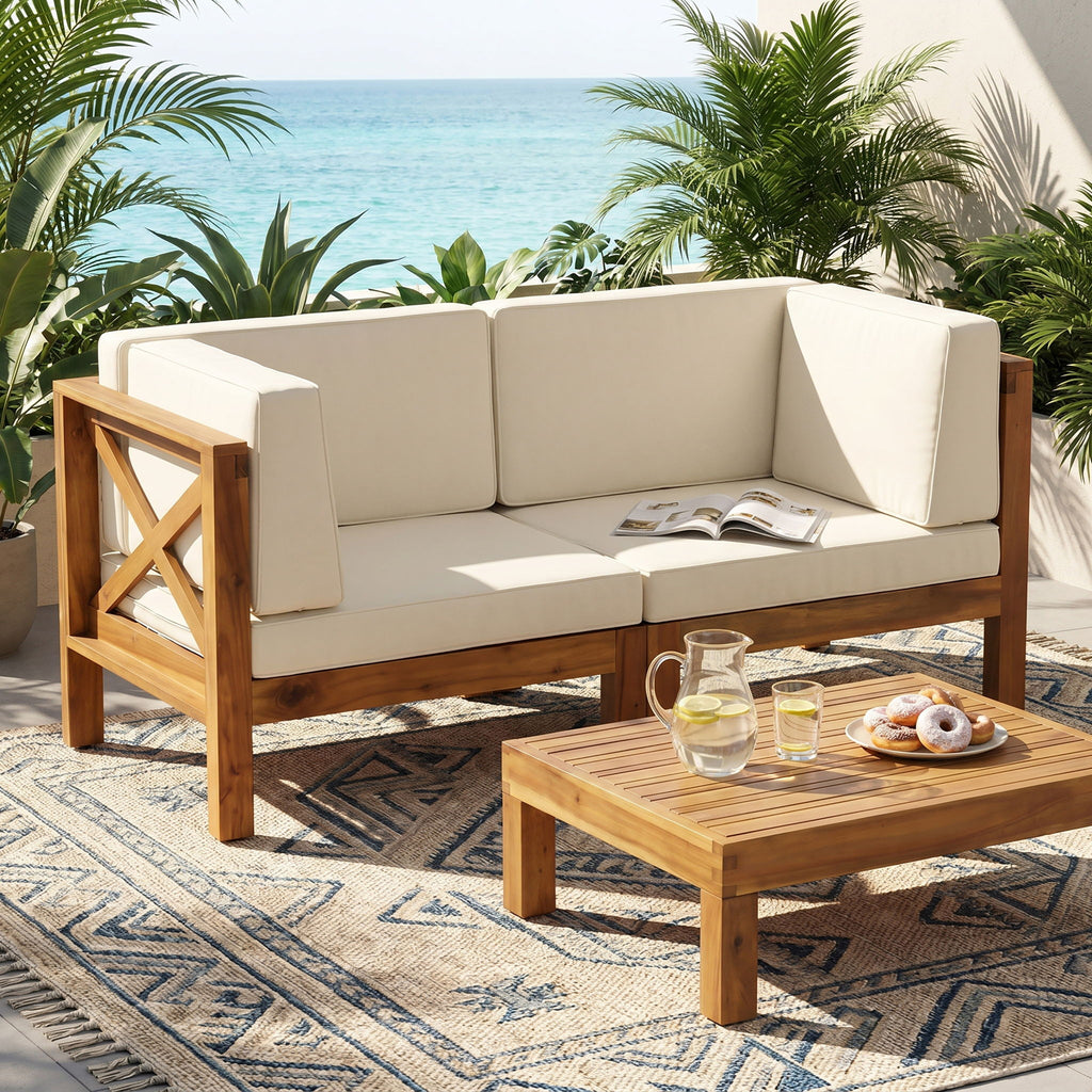 Brava - X Back Loveseat - Beige