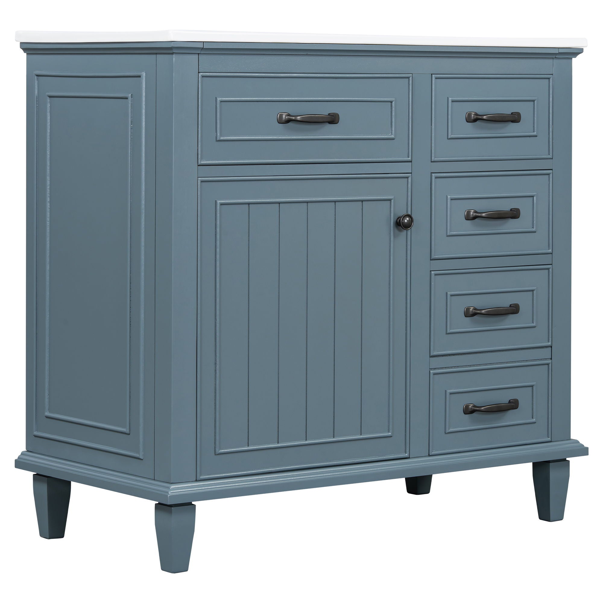 Modern Bathroom Vanity With Sink Top, Flip Drawers, Adjustable Shelf