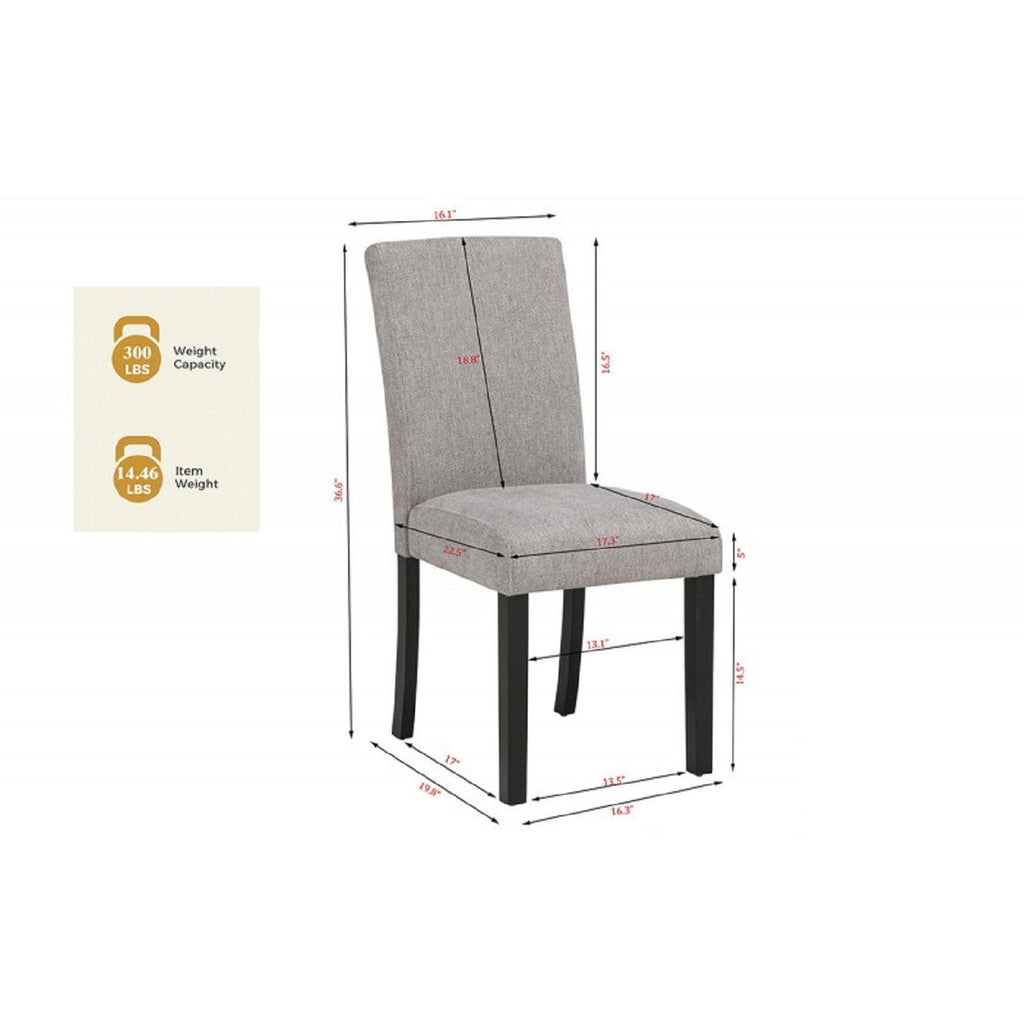 Upholstered Dining Room Kitchen Side Chairs (Set of 2) - Black / Gray