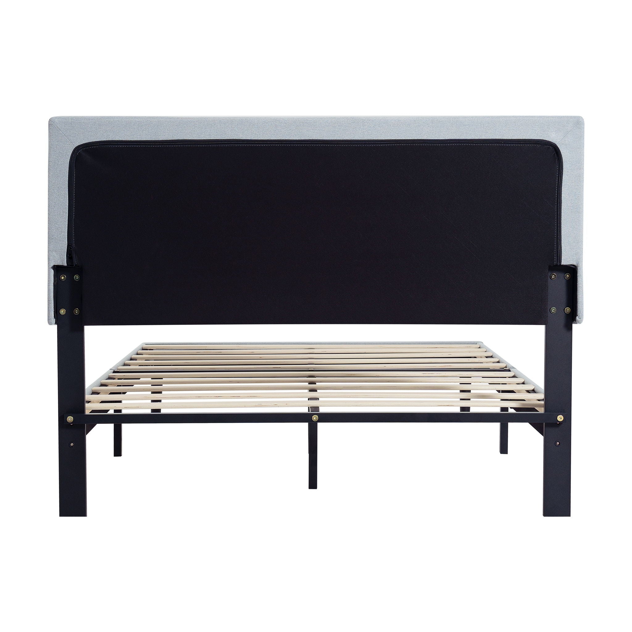 Modern Upholstered Platform Bed Frame With Button Tufted Fabric Headboard