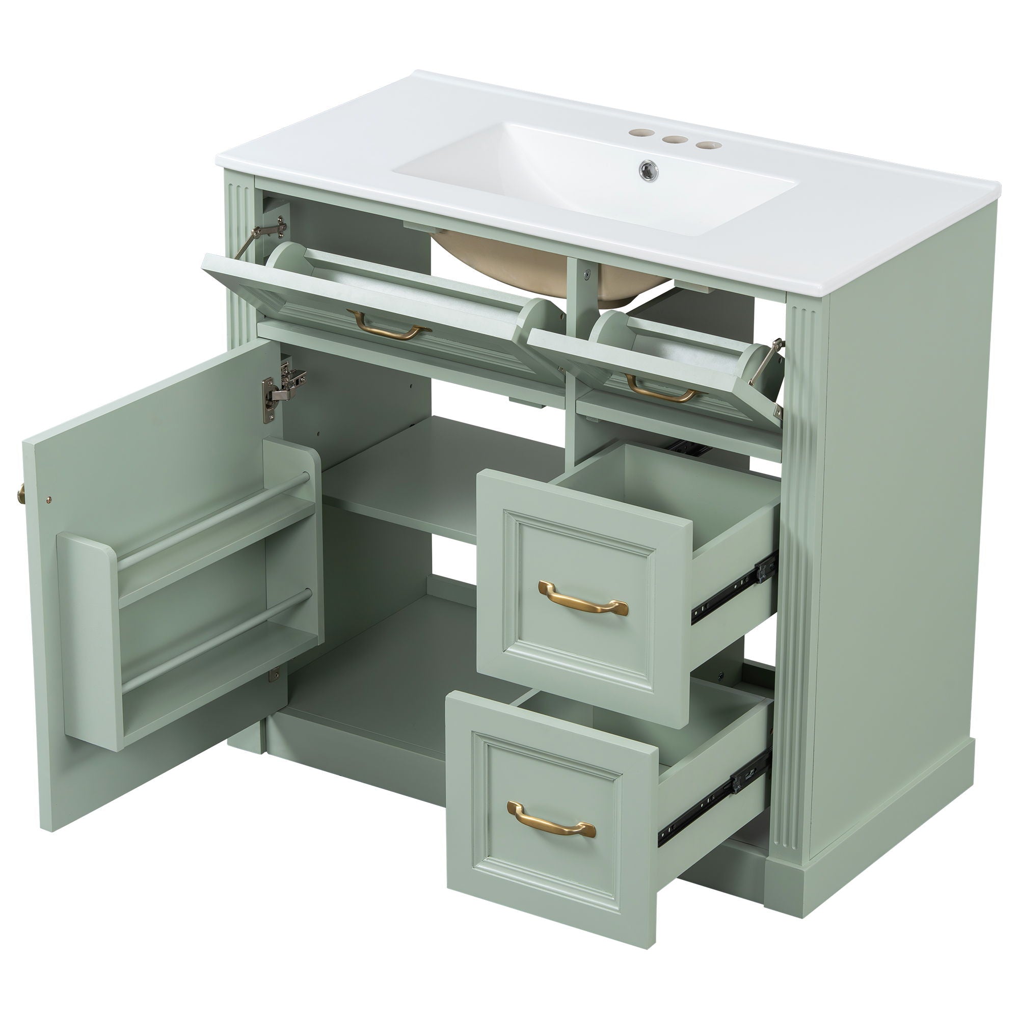 Modern Bathroom Vanity With Sink, 4 Drawers, Soft-Close Door, Adjustable Shelf