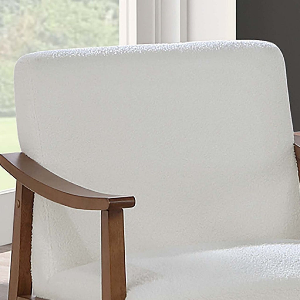 Upholstered Accent Chair With Frame Low Profile Seating For Living Room - White