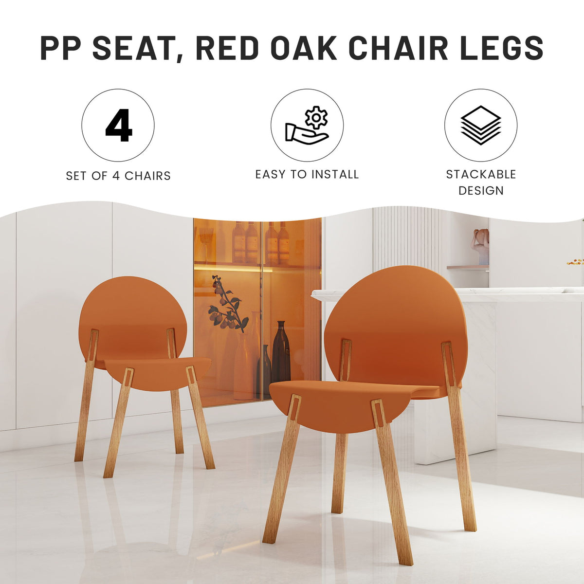 4 Piece Set Of Single Chairs With A Design Combining Modern And Traditional Elements