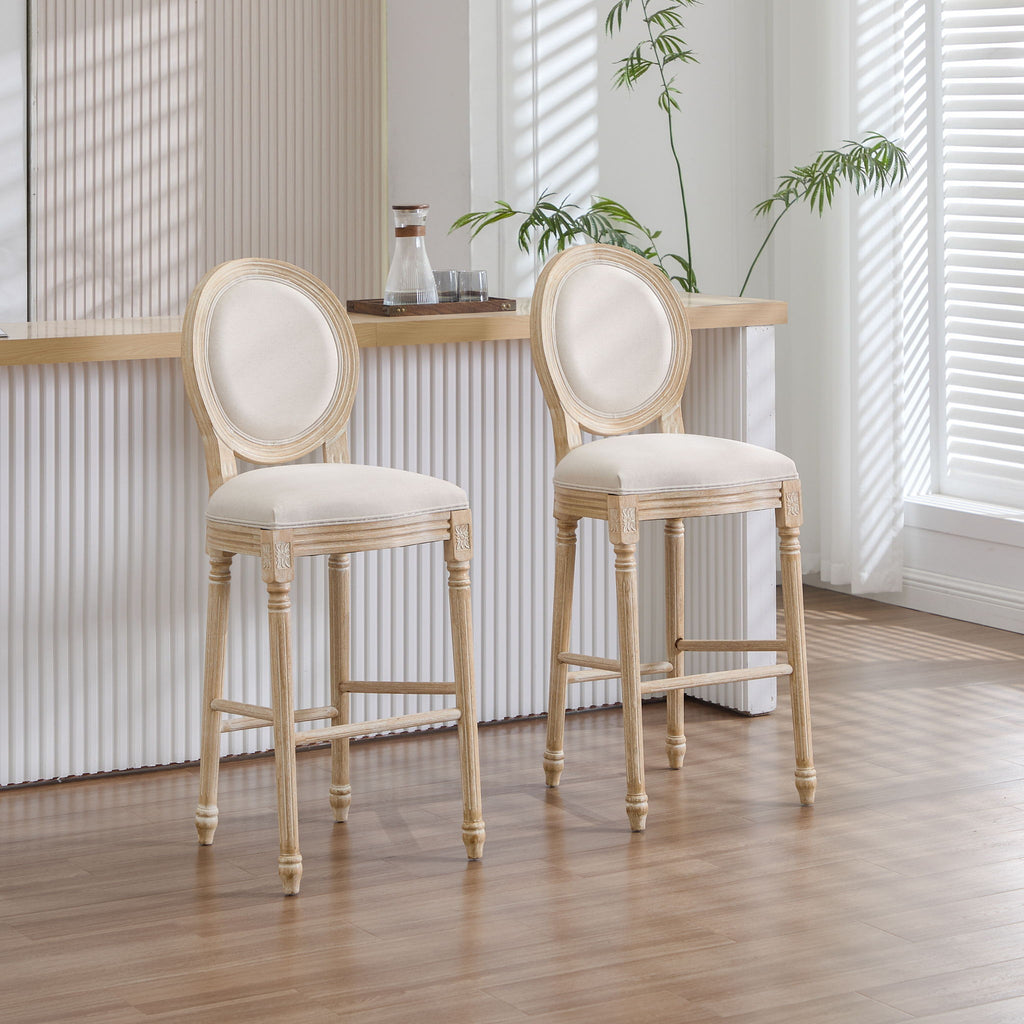 French Country Bar Chairs & Round Back (Set of 2)