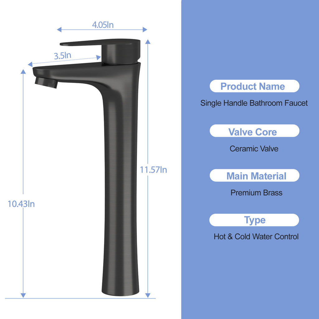 Single Handle Vessel Sink Faucet With Tall Spout For Bathroom Vanity - Oil-Rubbed Bronze