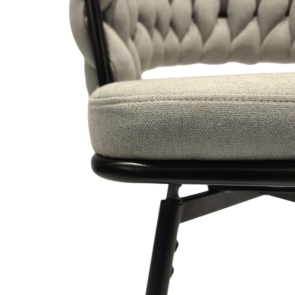 28" Bar Chair Linen Woven Bar Stool (Set of 2) Upholstered With Legs, 360 Swivel, Counter Arm Chairs With Back Footrest - Gray