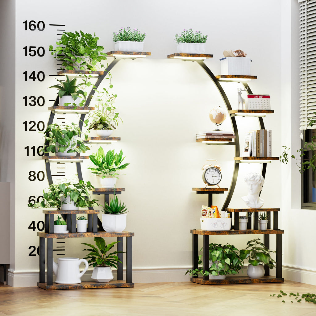 9 Tiered Indoor Plant Stand With 5 Adjustable Grow Lights