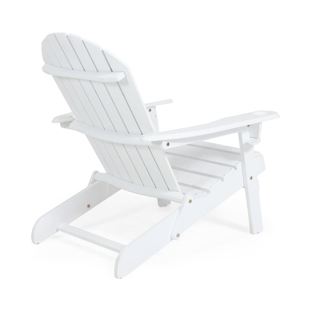 Zenithia - Outdoor Foldable Adirondack Chair With 2 Cup Holders - White