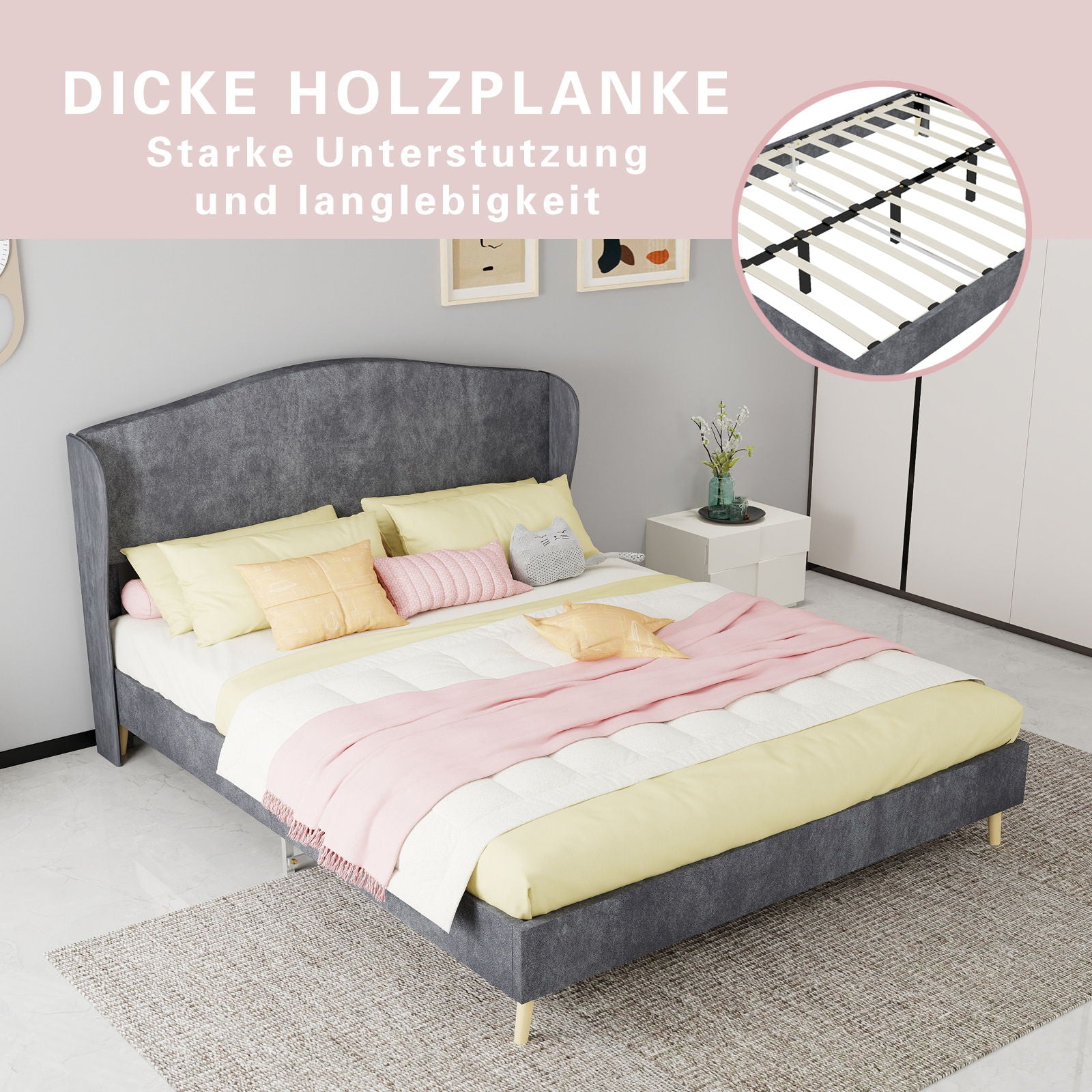 Upholstered Bed, Tufted Headboard, Comfortable Sleep