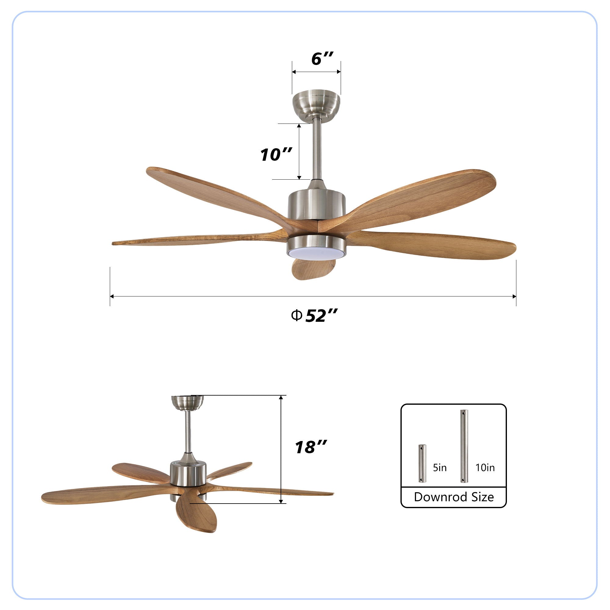 Ceiling Fan With Lights Quiet DC Motor Ceiling Fans 6 Speed Levels - Nickel