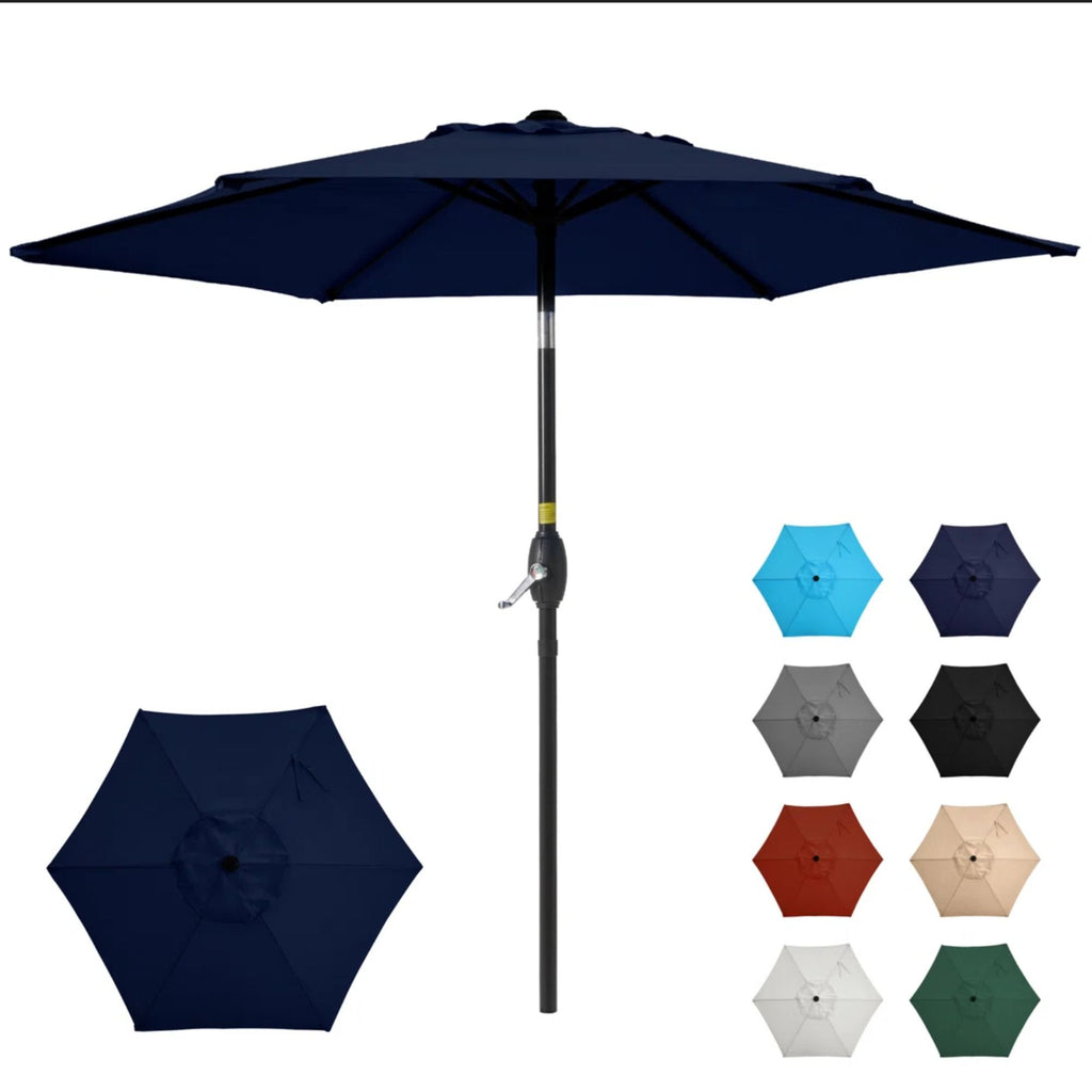 Umbrella With Crank Lift & Tilt, UV-Resistant Canopy For Patio