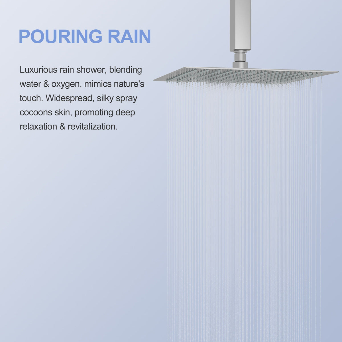 10" Square Rainfall Shower Head, Wall / Ceiling Mounted, Stainless Steel - Chrome