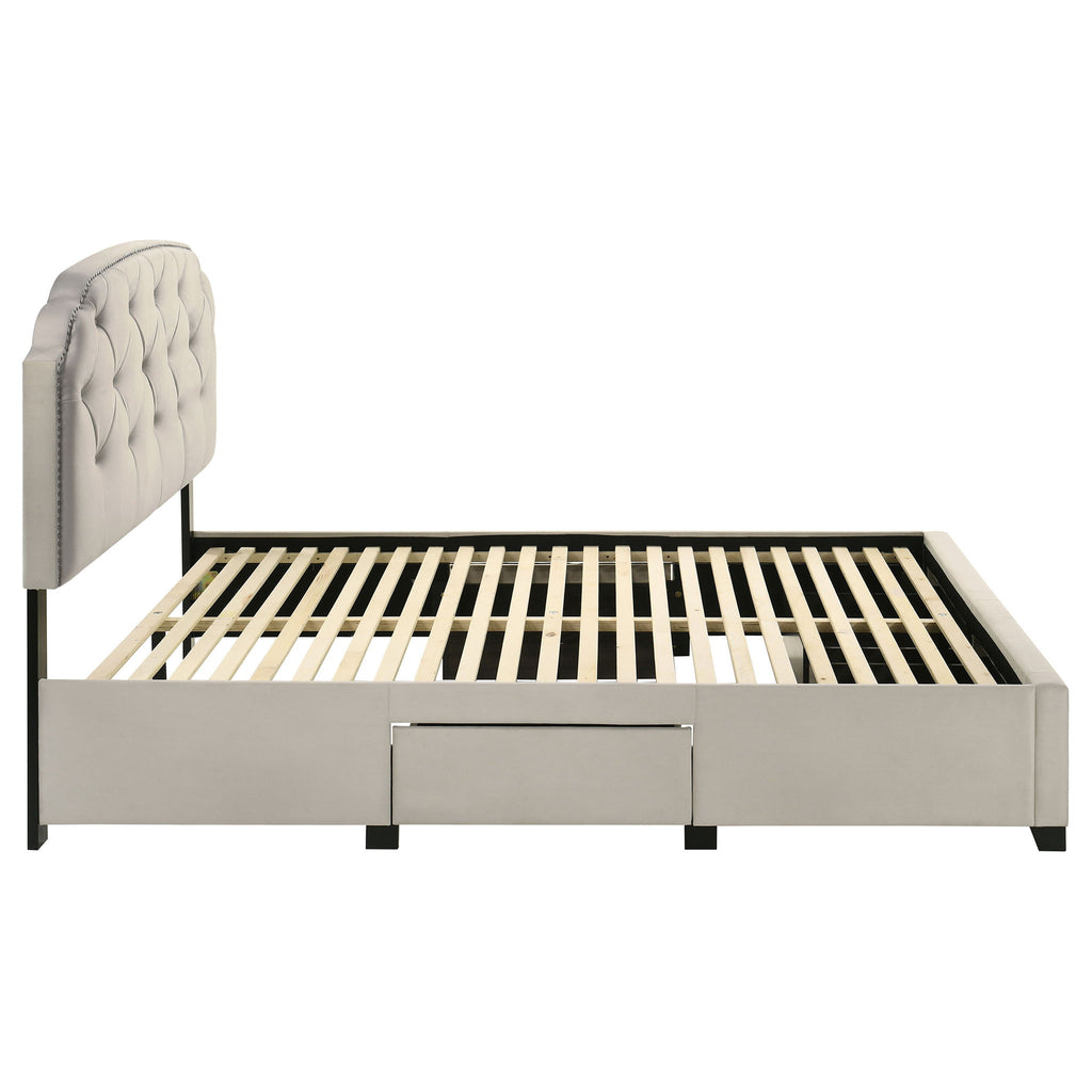 4 Drawer Upholstered Storage Bed With Button Tufting