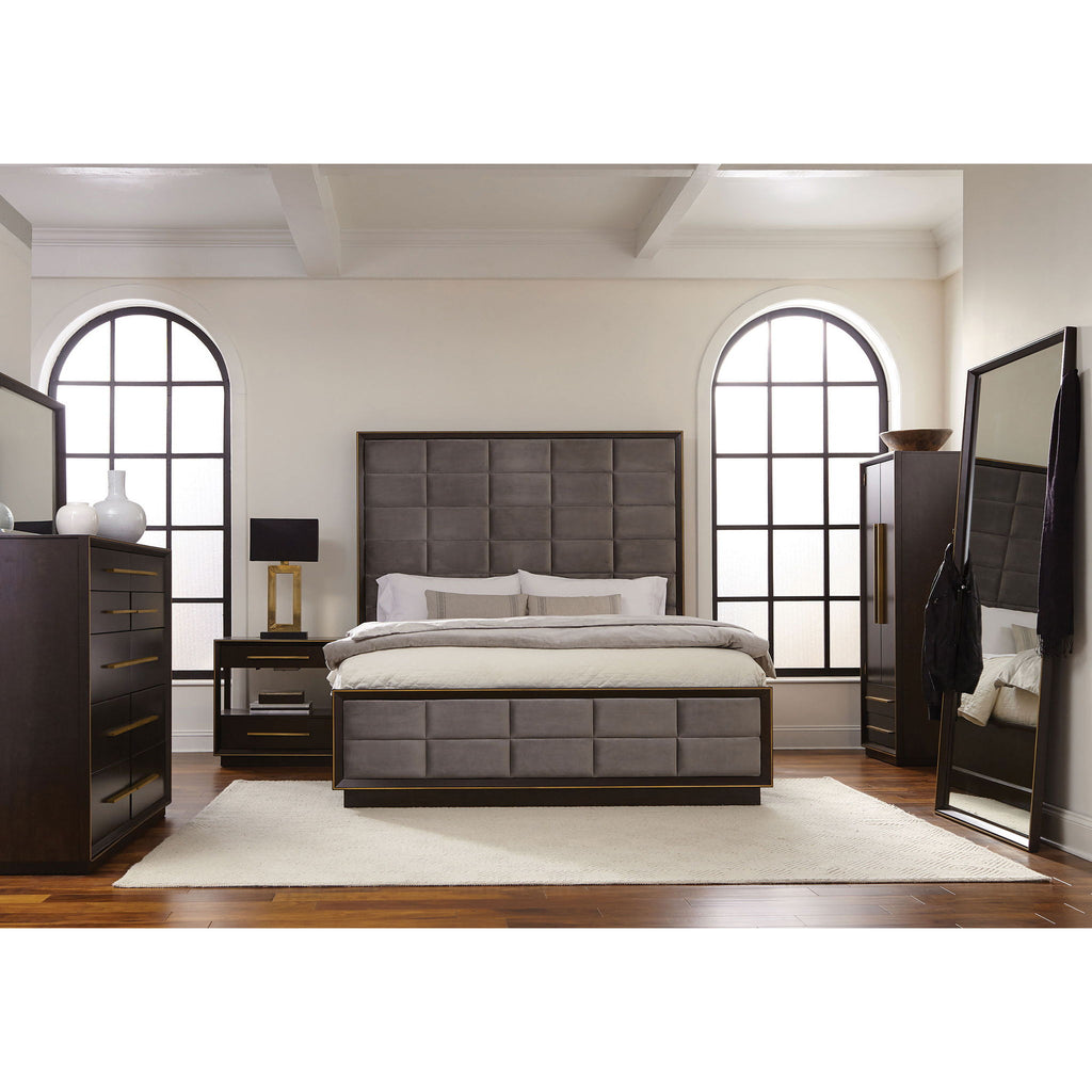 2 Drawer Nightstand With Trim And USB Charging - Brown