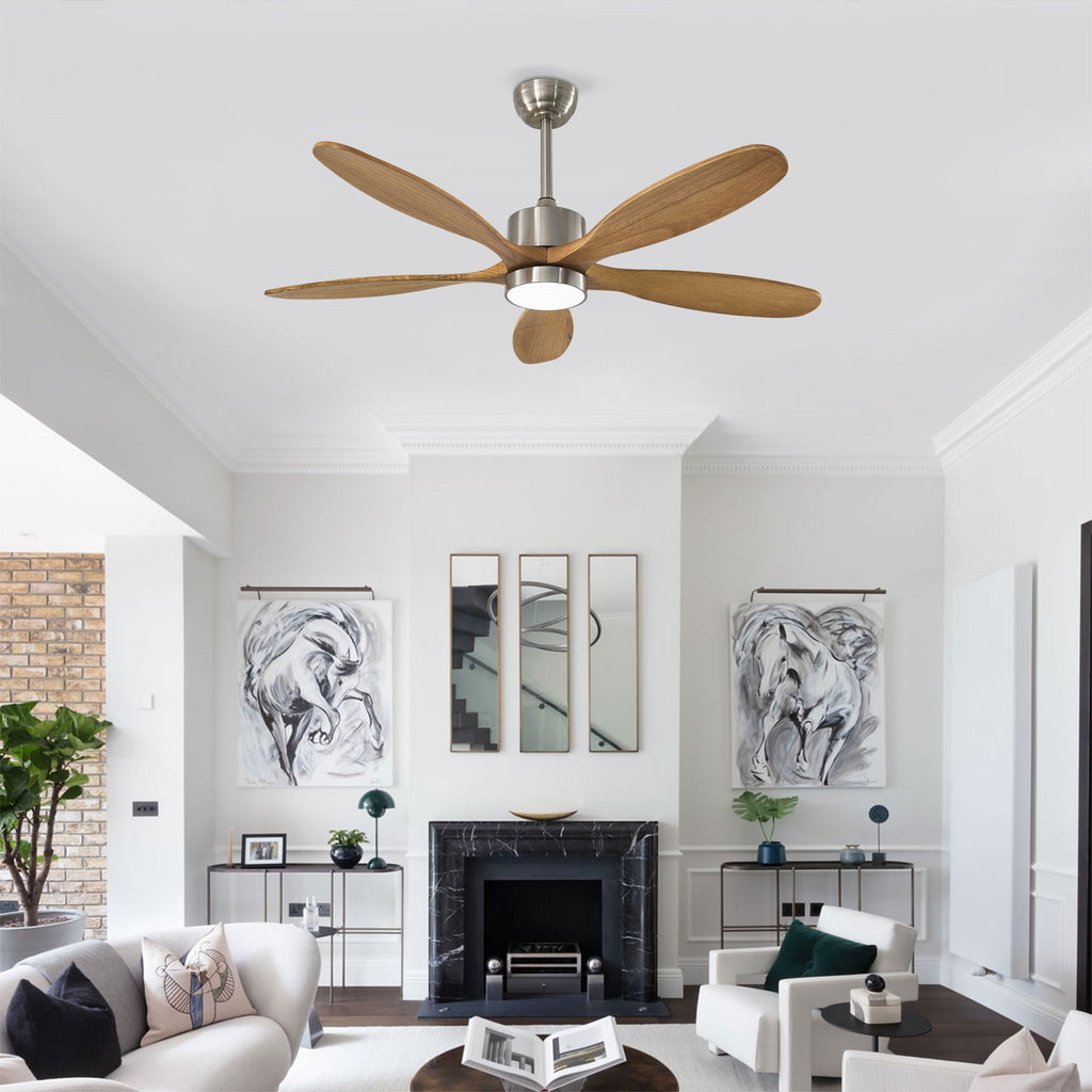 Ceiling Fan With Lights Quiet DC Motor Ceiling Fans 6 Speed Levels - Nickel