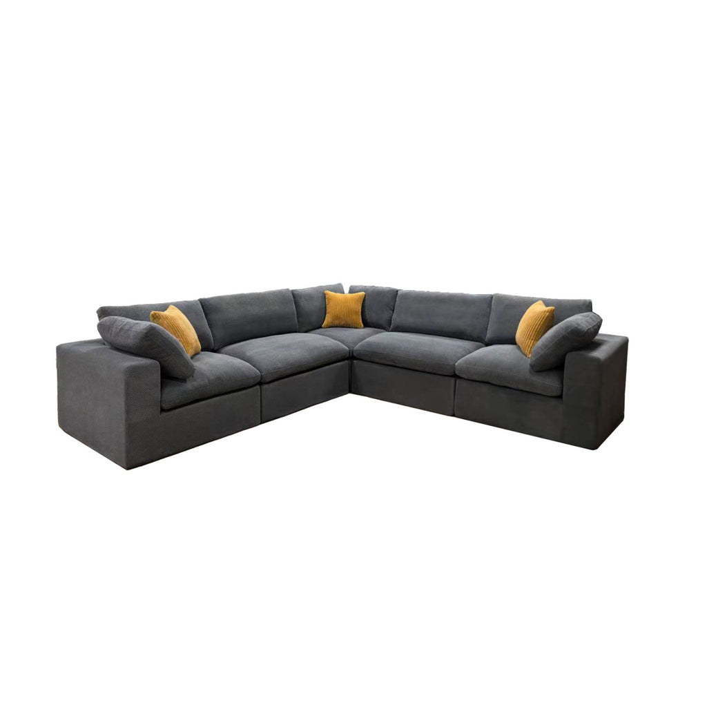 Coffee Bean Like Upholstery Full Compressed Modular Sectional With Toss Pillows - Light Gray