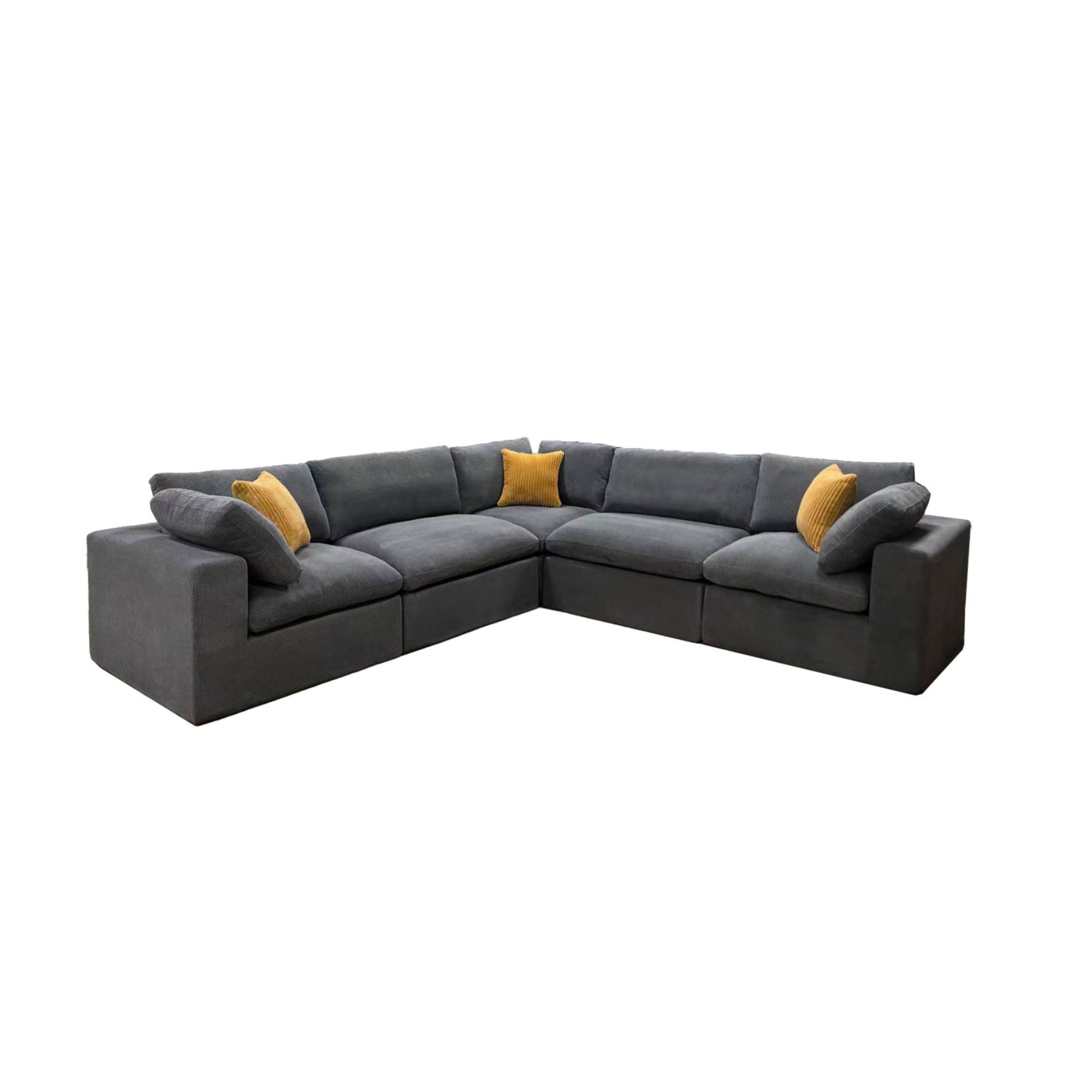 Coffee Bean Like Upholstery Full Compressed Modular Sectional With Toss Pillows - Light Gray
