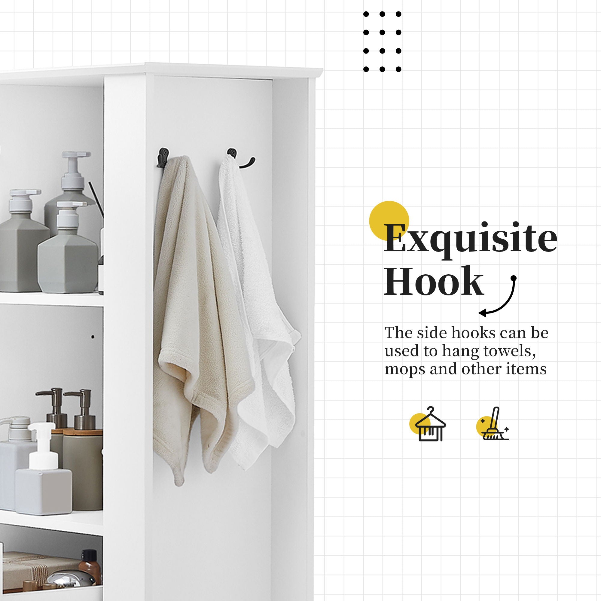 Modern Tall Storage Cabinet With Tilt-Out Compartment, Adjustable Shelves