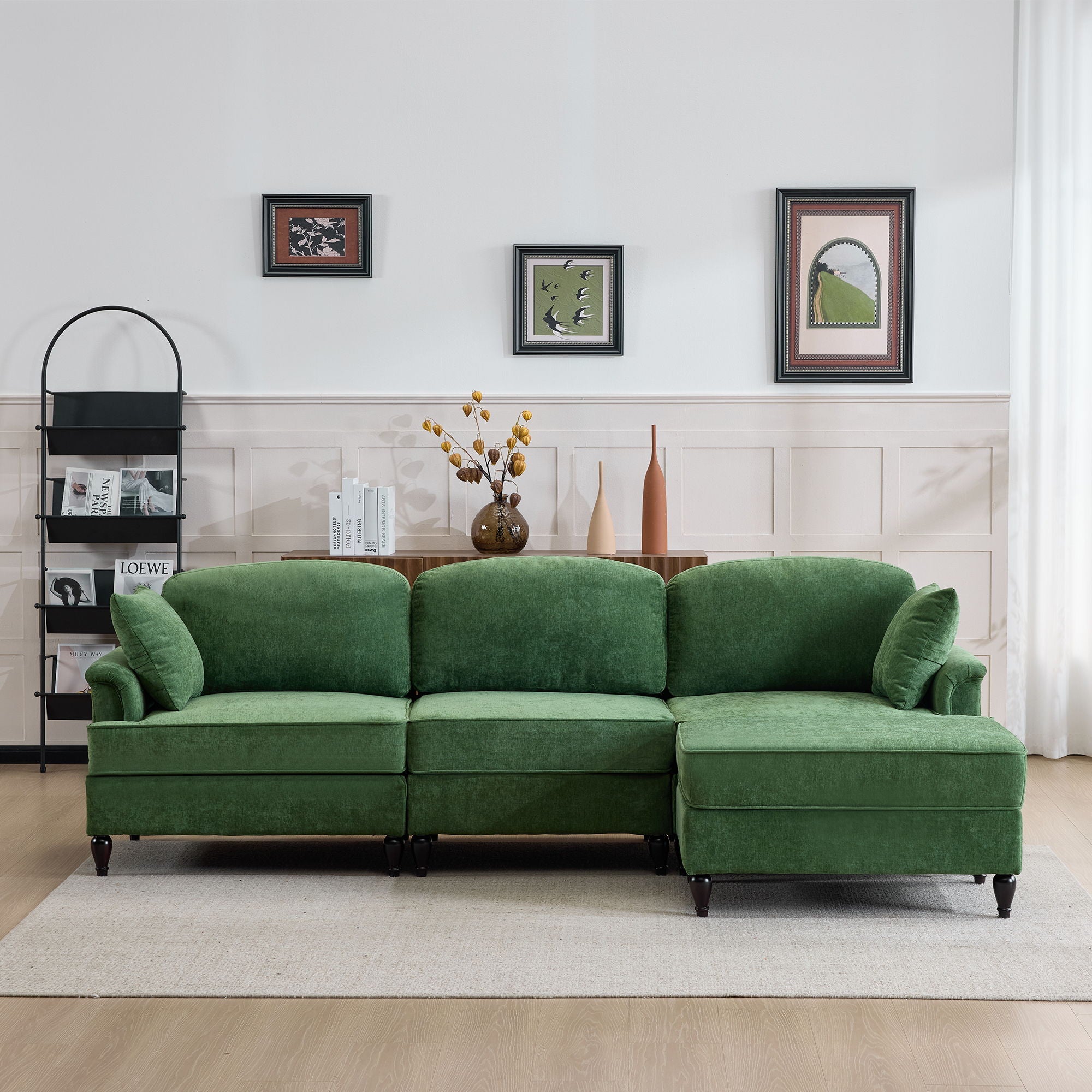 Cloud Sofa With Removable Ruffled Skirt With Ottoman And Flared Arms