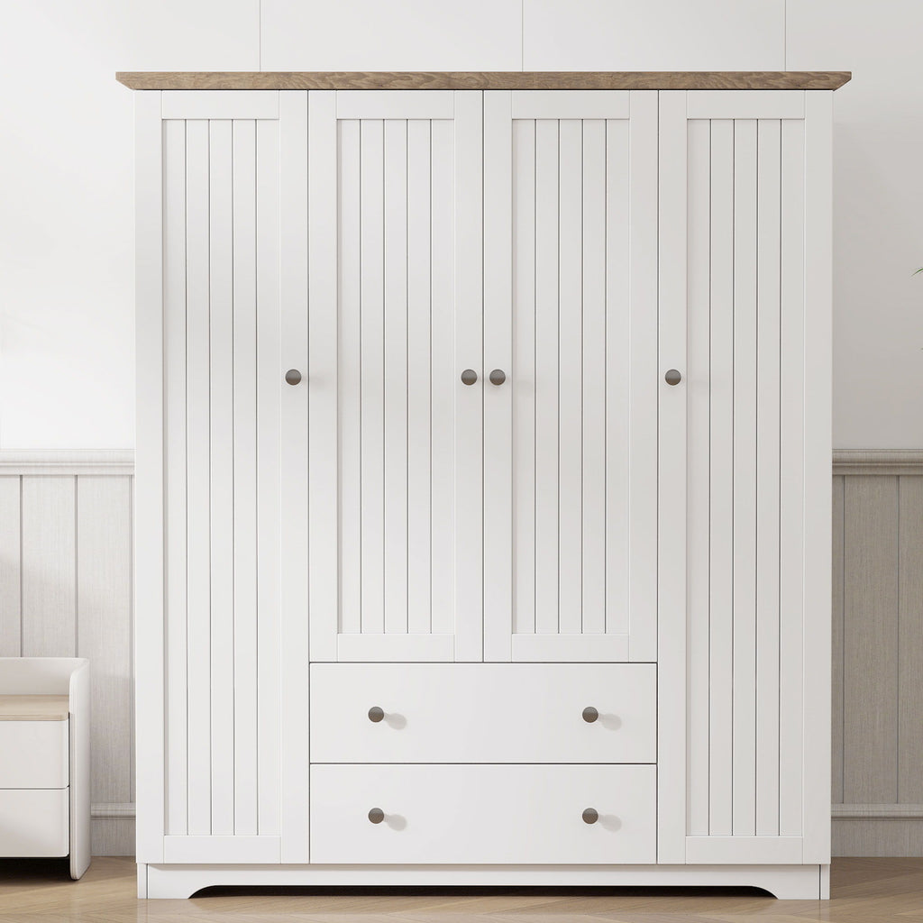 4 Door Wardrobe Armoire With 2 Drawers