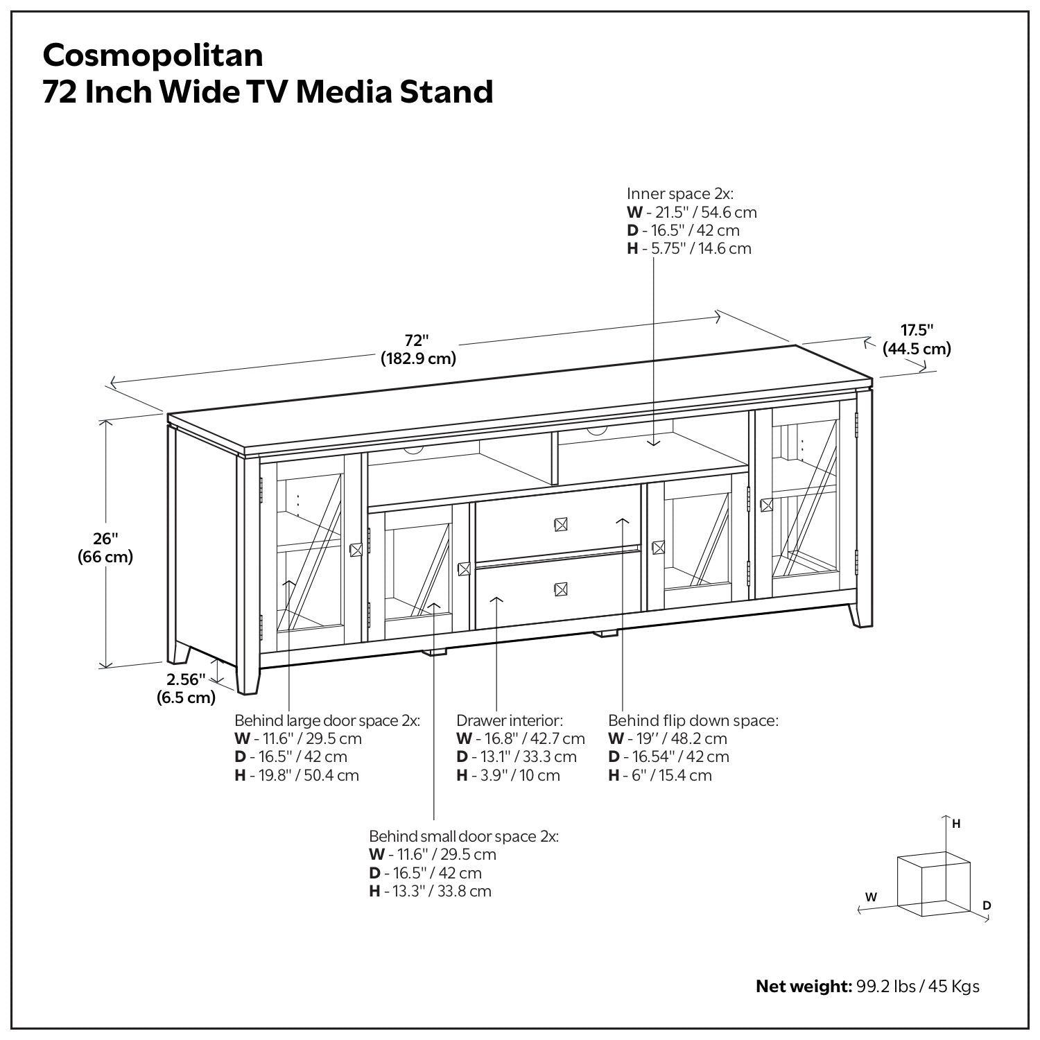 Cosmopolitan - Wide TV Media Stand - Mahogany Brown
