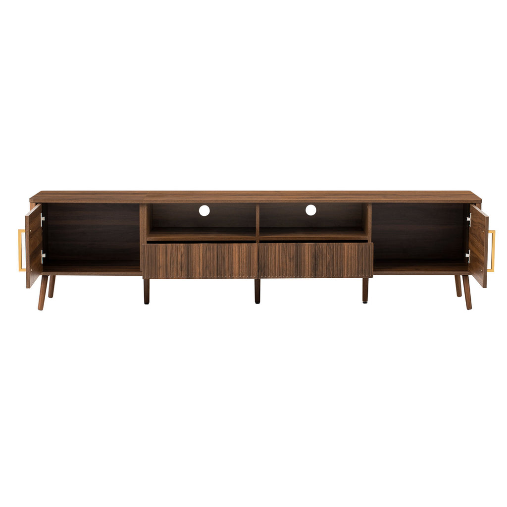 TV Stand For TVs Up To 85" With Soft-Close Doors, Open Shelf, Cable Management - Walnut