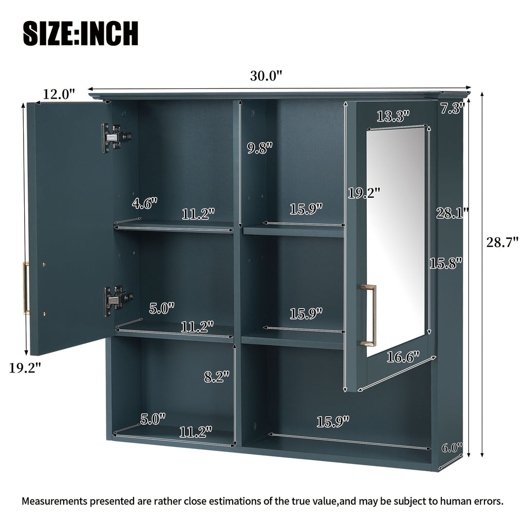 2 In 1 Wall-Mounted Mirror Cabinet With Adjustable Shelves, Soft-Close Doors, High-Definition Mirror & Storage