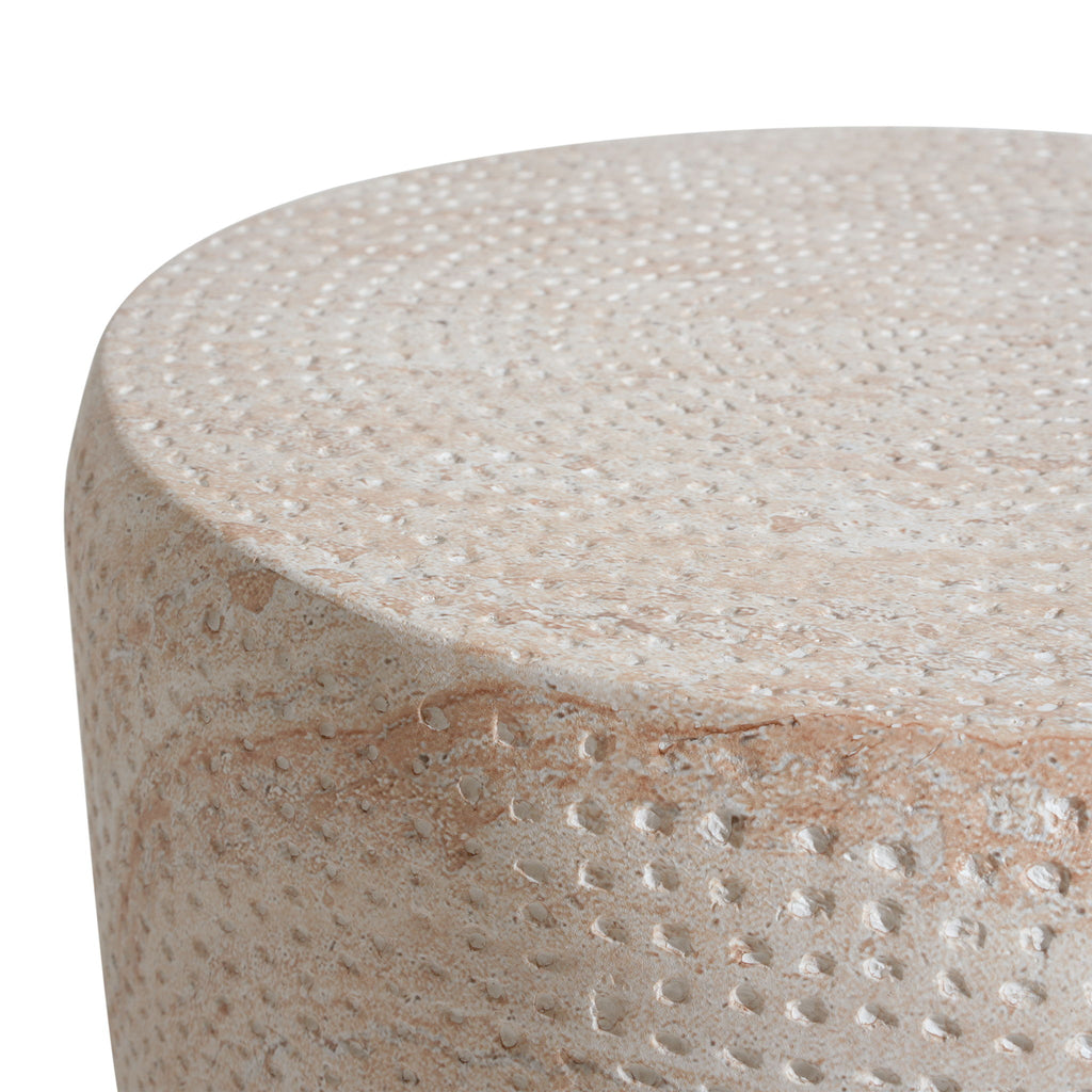 Outdoor / Indoor Lightweight, Concrete Side Table, Travertine - Beige