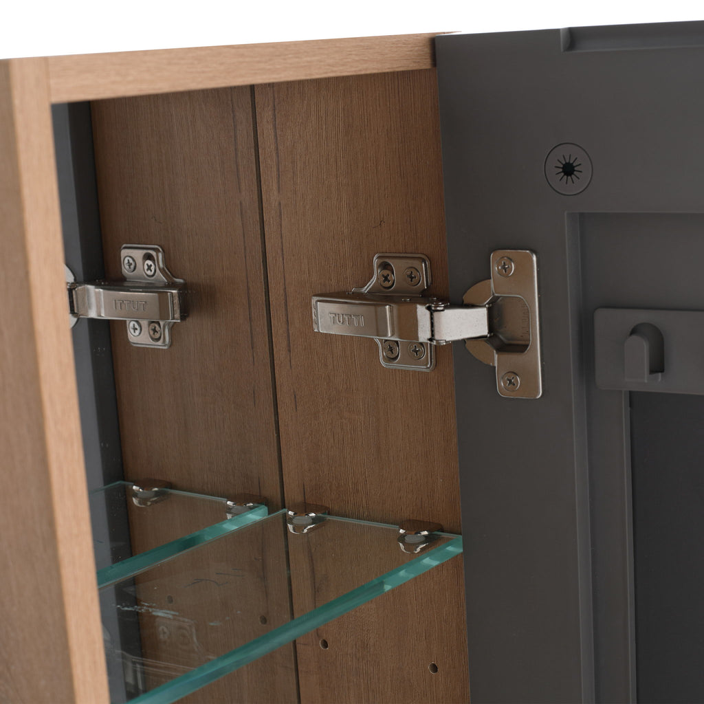 Wall Mounted Bathroom Cabinet With Adjustable Shelves, Storage For Vanity - Imitative Oak