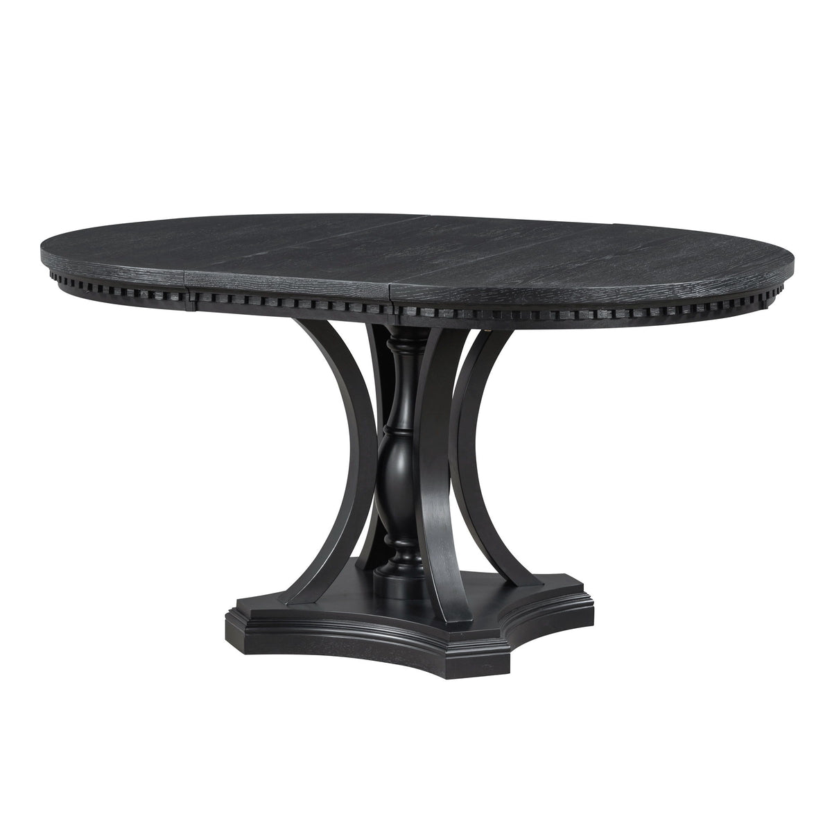 5 Piece Dining Set Extendable Round Table And 4 Chairs - Black / Oak