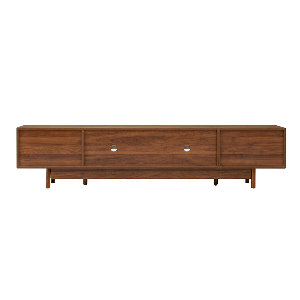 Modern TV Stand With Fluted Glass Doors & 2 Drawers