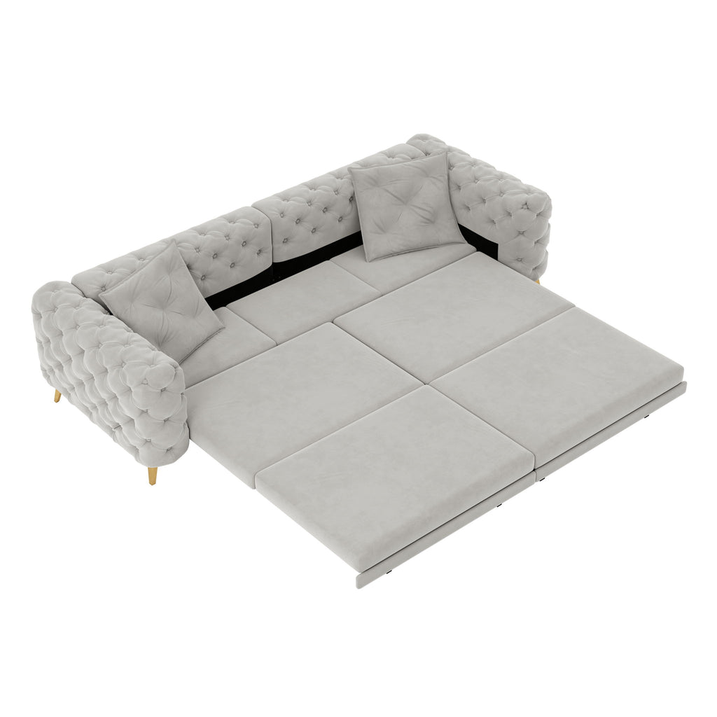 3 In 1 Convertible Sleeper, Deep Seat Pull Out Sofa Bed, Button Tufted