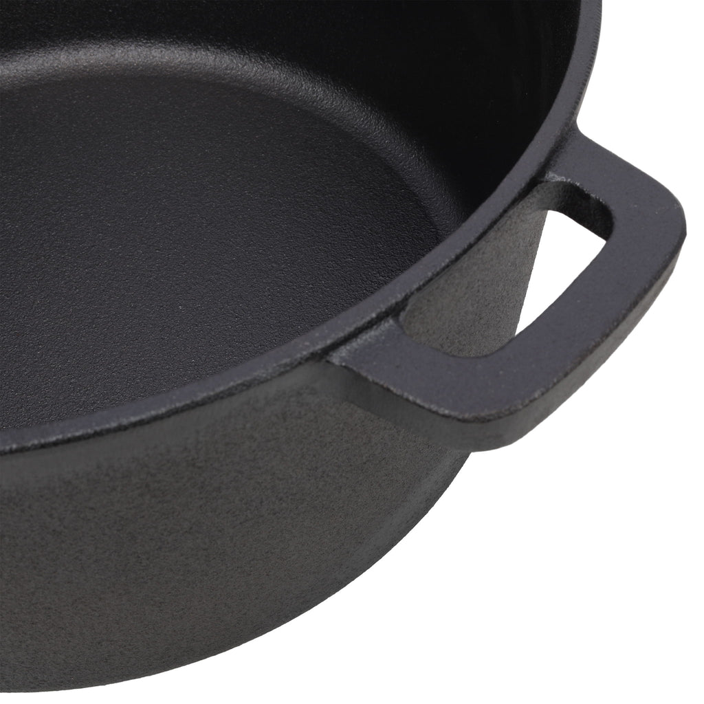 2 In 1 Pre-Seasoned Cast I Dutch Oven With Dual Handles, 5 Quart - Black