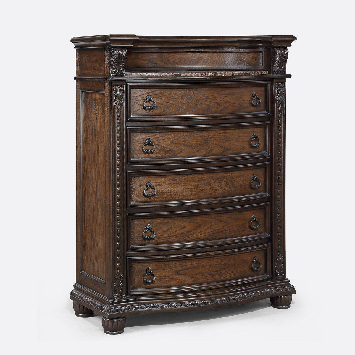 5 Drawer Tall Chest - Brown / Coffee