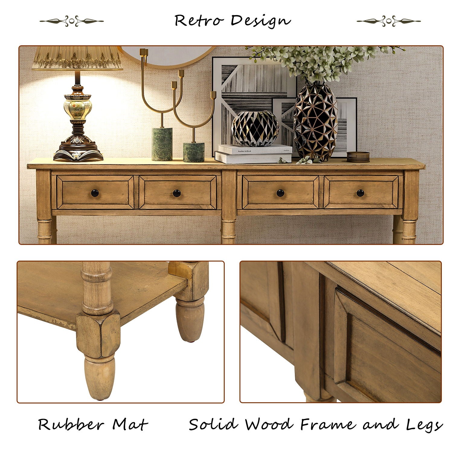 Hearth & Haven Daniel - Console Table With 2 Storage Drawers And Bottom Shelf