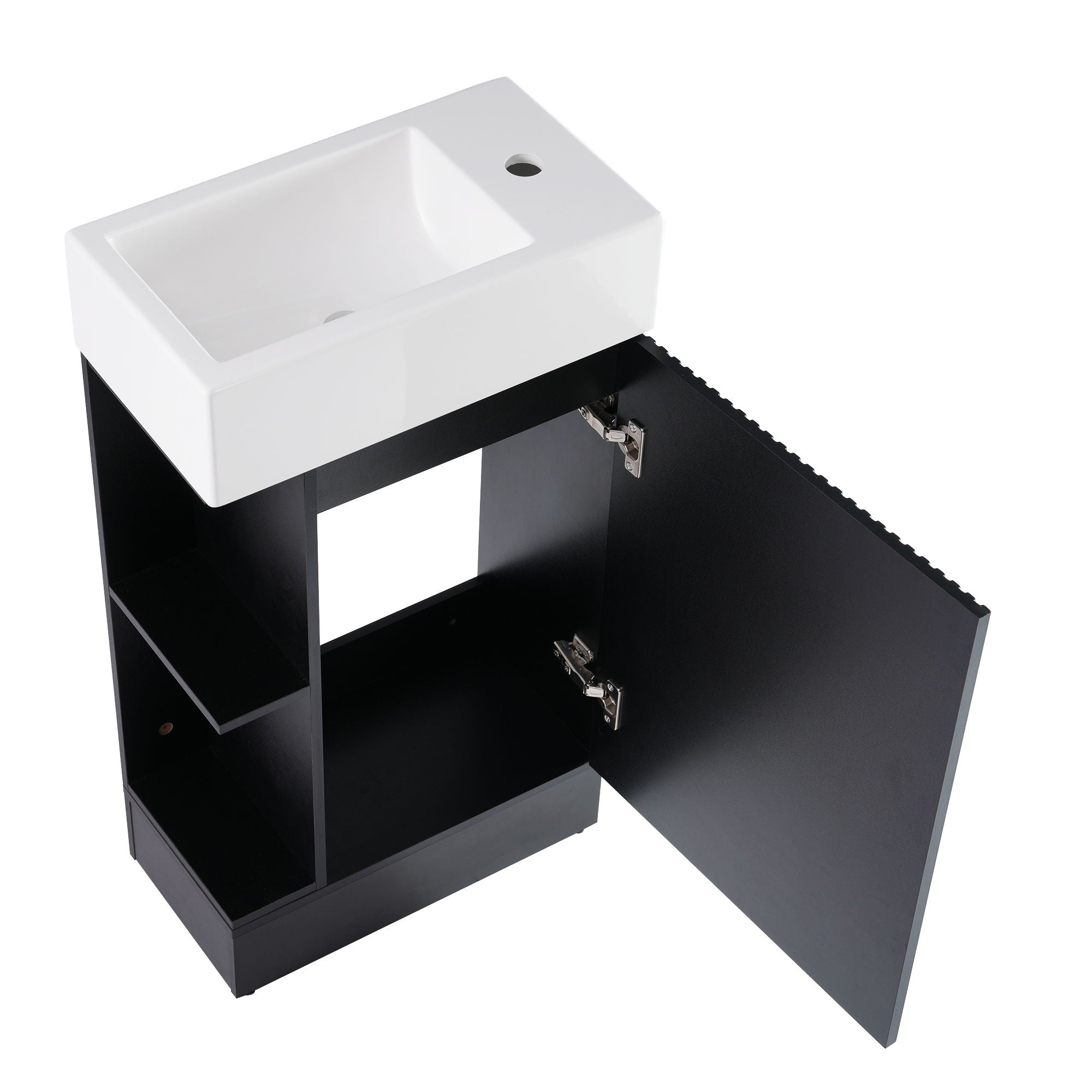 Modern Bathroom Vanity With Sink And 2 Tier Shelf