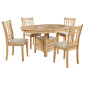 Davis - 5 Piece Oval Extension Leaf Dining Set With Pedestal Base - Light Oak
