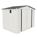 Outdoor Garden Storage Shed, Tool Shed With Pitched Roof Waterproof With 1 Window And 2 Lockable Door - White / Gray