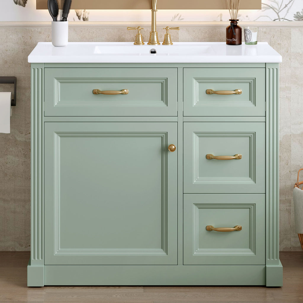 Modern Bathroom Vanity With Sink, 4 Drawers, Soft-Close Door, Adjustable Shelf