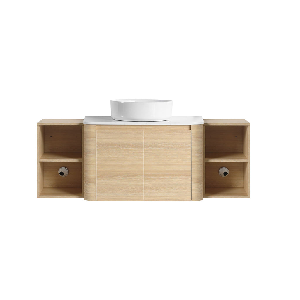 Mounted Bathroom Vanity With Art Sink, 2 Storage Shelves, Soft Close Door