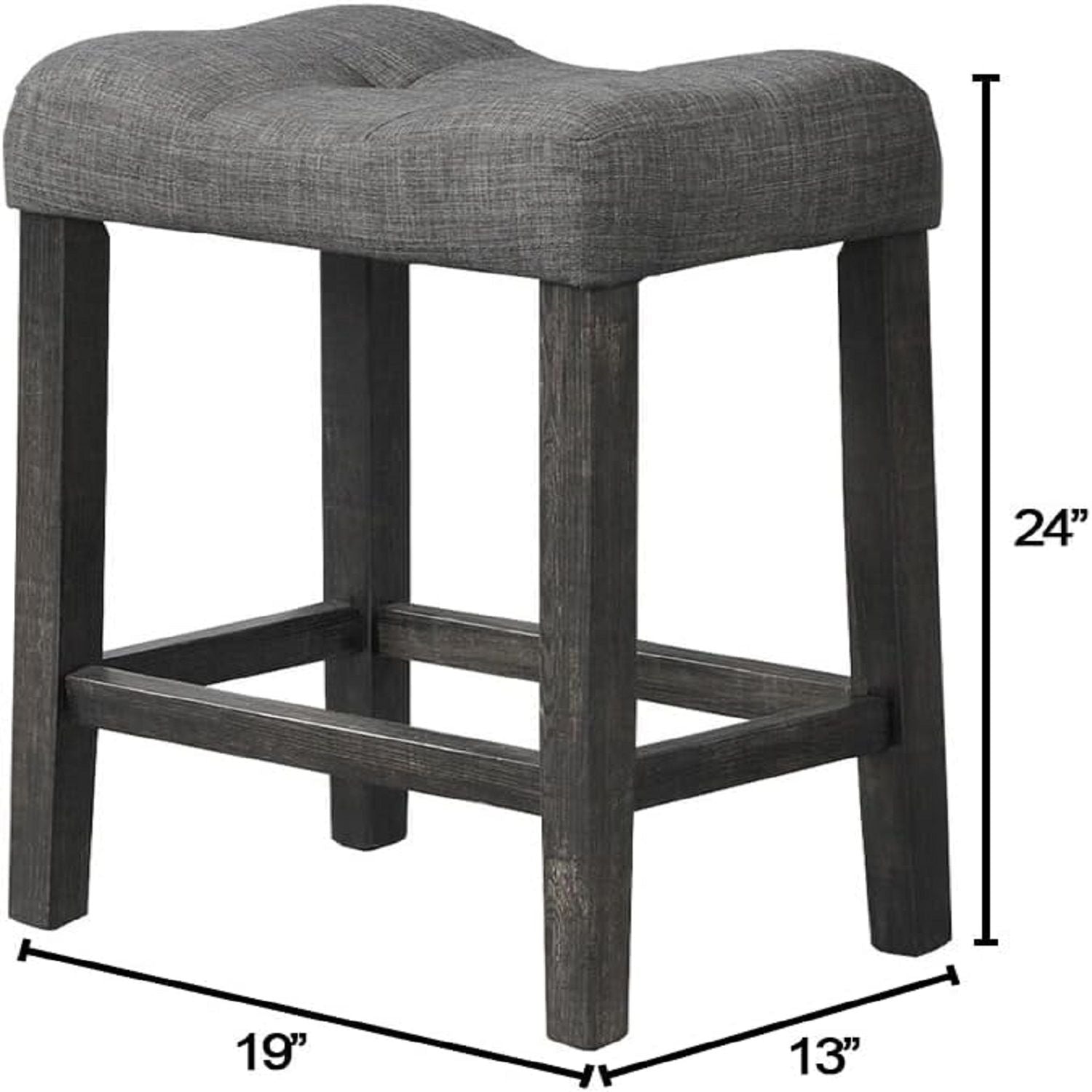 Transitional Style Counter Height Dining Stool With Footrest (Set of 2)