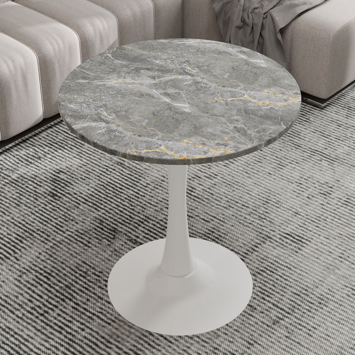 Coffee Table With Round Top For Living Rooms - Gray / White