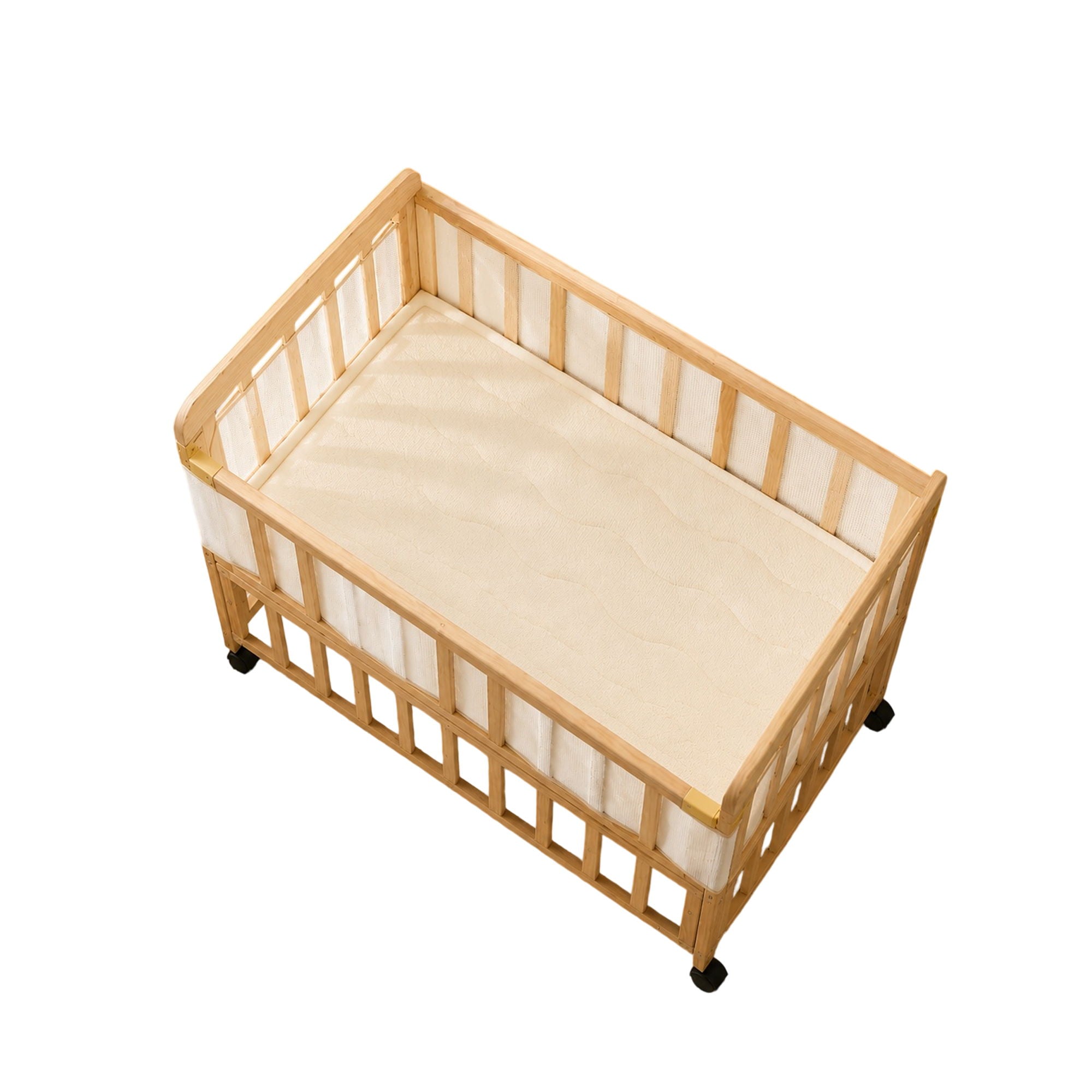 Portable Pne Bedside Bassinet, Crib With 3 Adjustable Heights, Compact Design - White