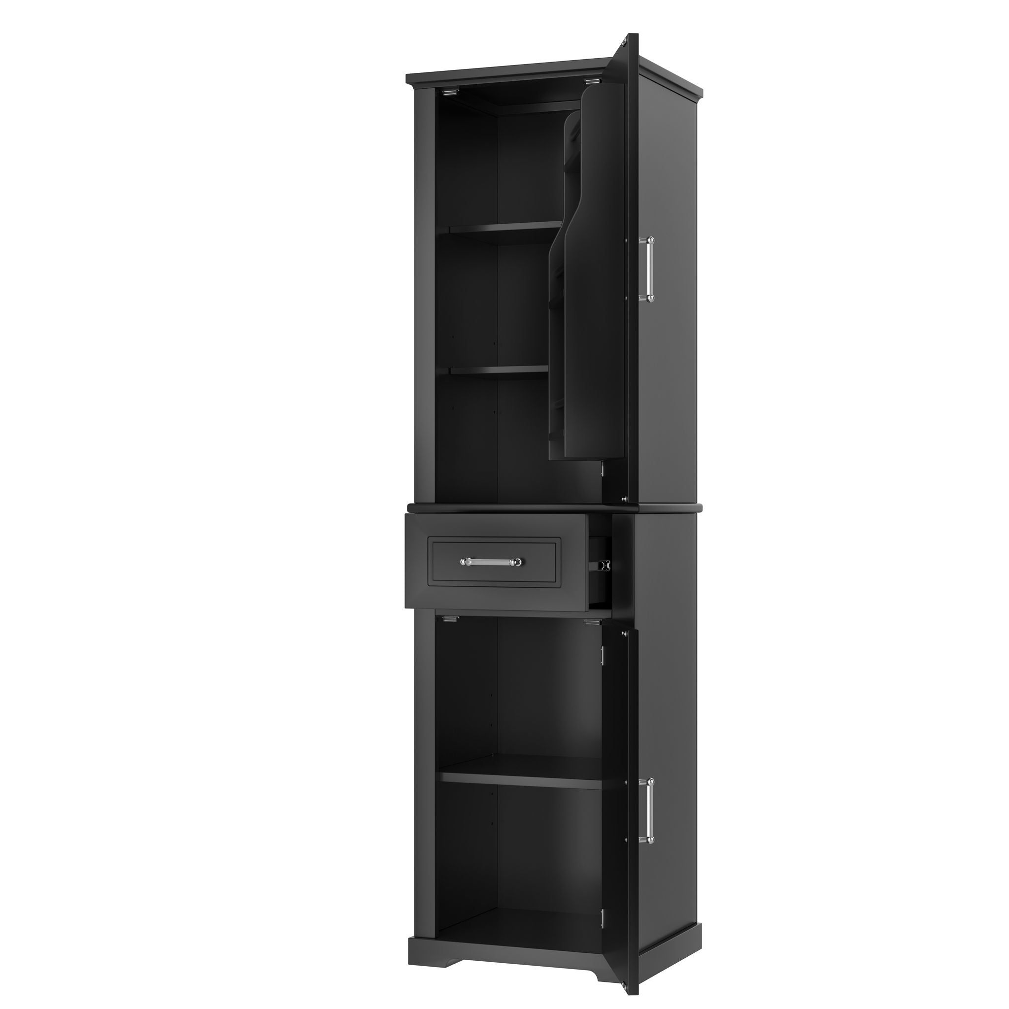 Tall Freestanding Bathroom Storage Cabinet With Adjustable Shelf, 2 Door Design