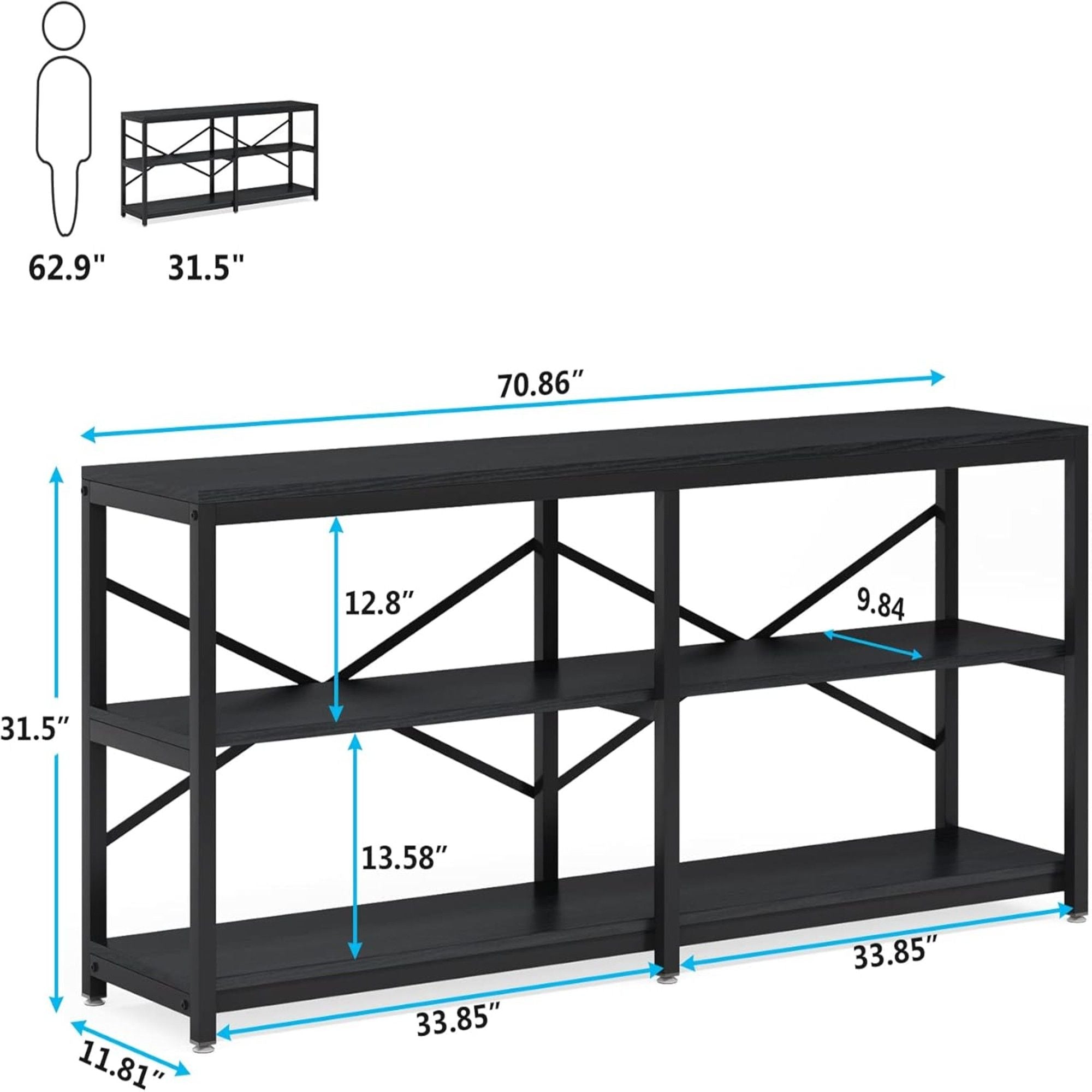 Console Table With X Back Design, Extra Long Storage