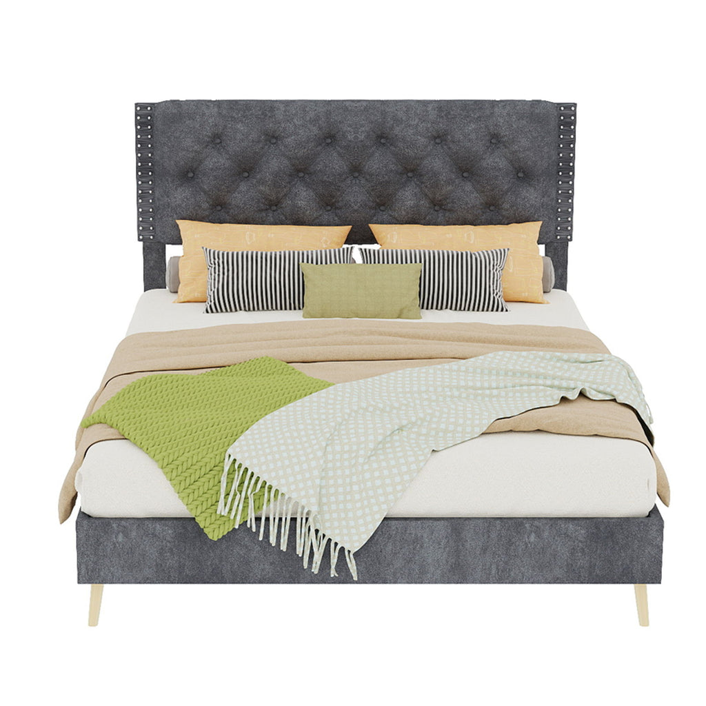 Upholstered Bed With Tufted Headboard
