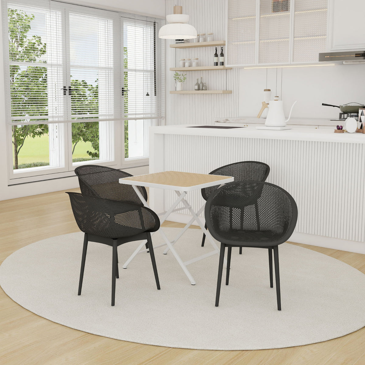 2 Piece Durable Single Chair With Hollow Out Design