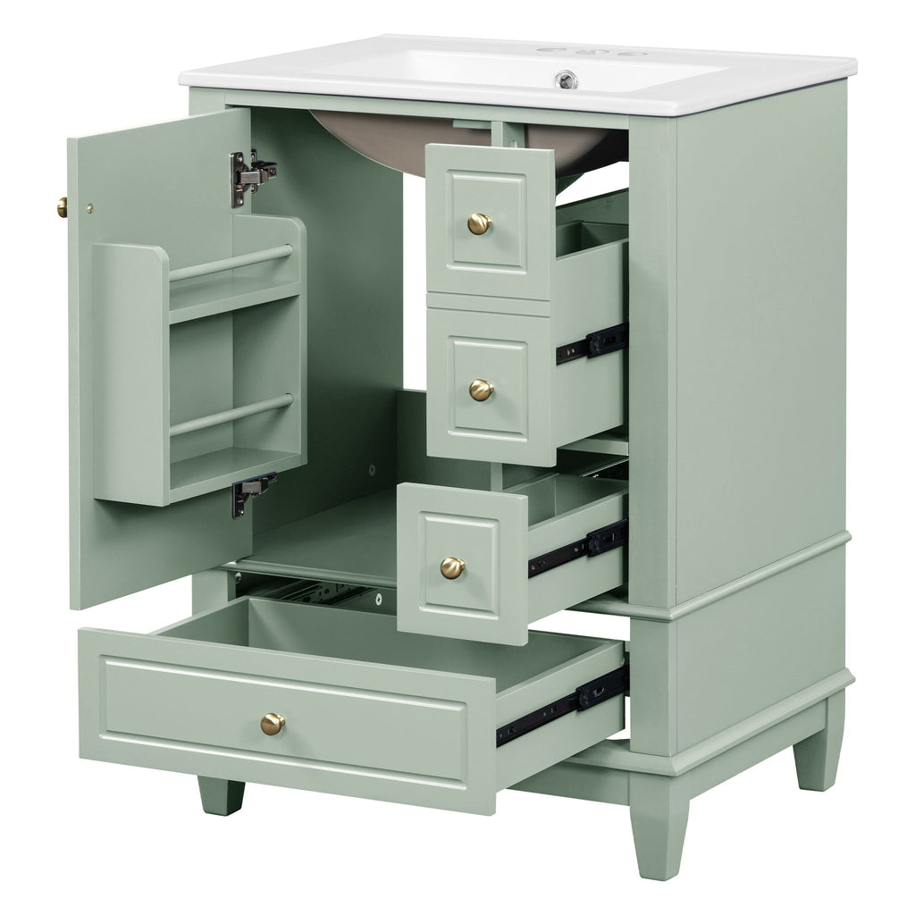 Modern Bathroom Vanity With Sink, Freestanding Cabinet With Drawers And Storage Shelves
