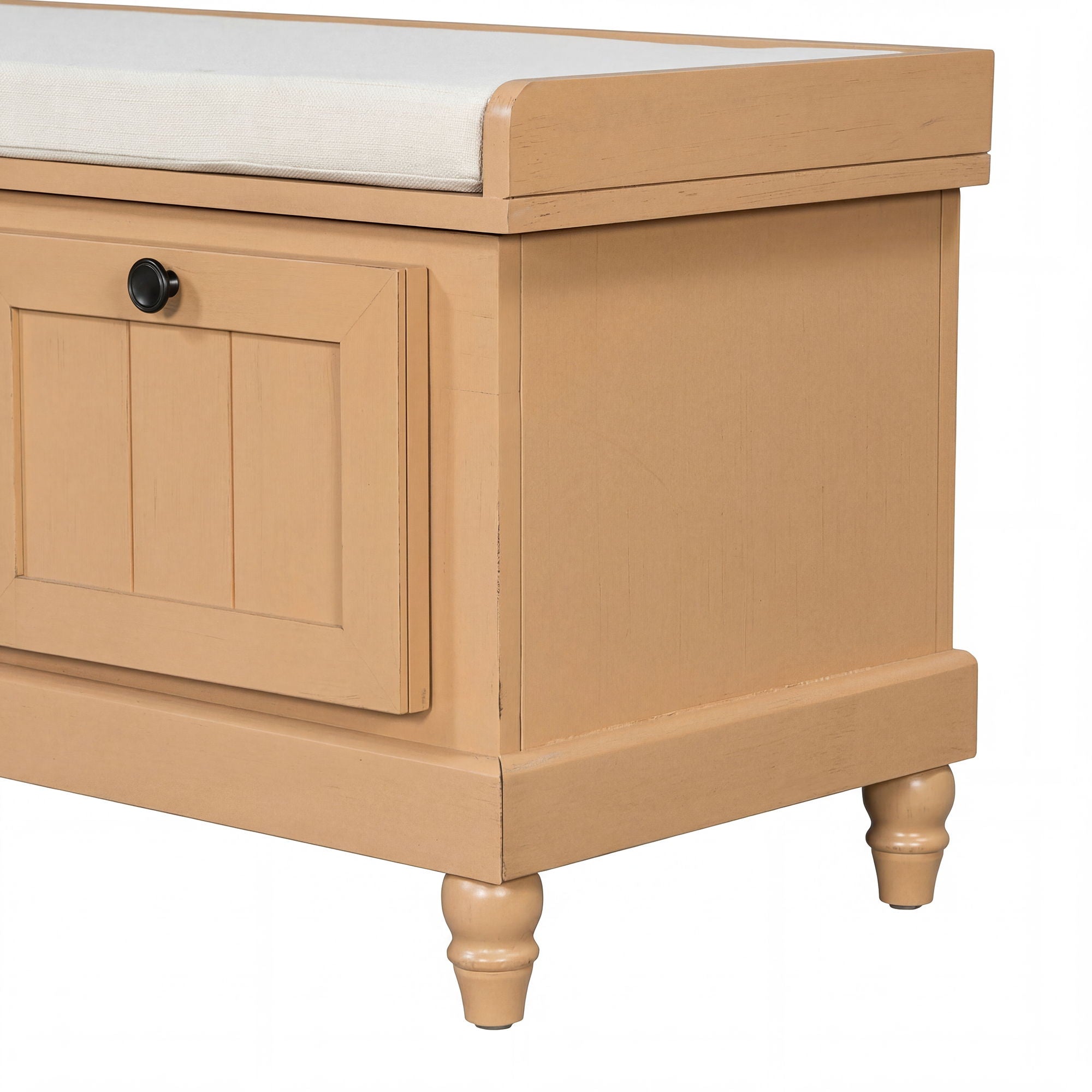Shoe Bench With Cushion And 3 Drawers - Natural