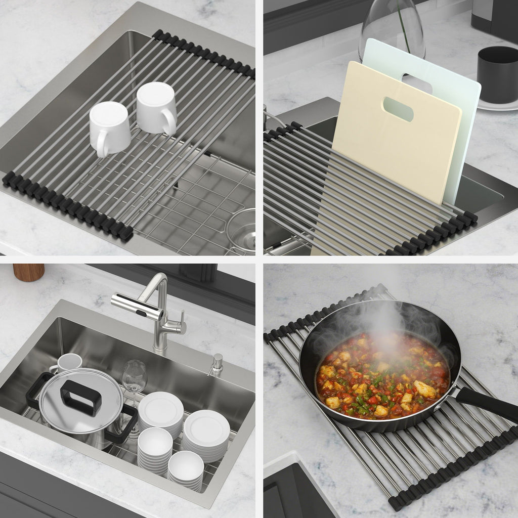 Drop-In Kitchen Sink With Pull-Out Faucet And Soap Dispenser